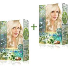 Maxx Deluxe 2 Paket Natural Beauty Amonyaksız 0 1 Platin Sarısı Doğal Sarı Saç Boyası