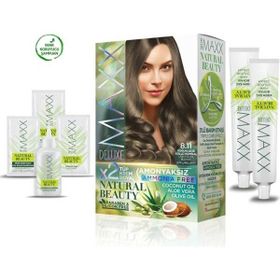 Maxx Deluxe 2 Paket Natural Beauty Amonyaksız 8.11 Yoğun Açık Küllü Kumral Saç Boyası