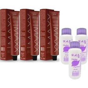 Maxx Deluxe 4.65 Şarap Kızılı 3x60 ml Tüp Saç Boyası + 3 Adet Oksidan