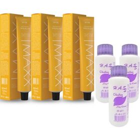 Maxx Deluxe 7.0 3 Adet Kumral Krem Tüp Boya + 3 Adet Oksidan