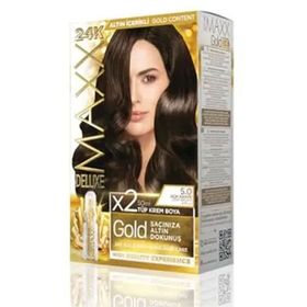 Maxx Deluxe Gold Açık Kahve 5.0 24K Altın Parçacıklı 2x50 ml Saç Boyası