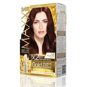 Maxx Deluxe Gold Kestsane Kızılı 4.6 24K Altın Parçacıklı 2x50 ml Saç Boyası