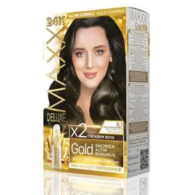 Maxx Deluxe Gold Küllü Koyu Kumral 6.1 24K Altın Parçacıklı 2x50 ml Saç Boyası