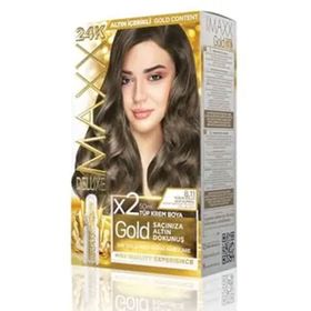Maxx Deluxe Gold Yoğun Küllü Açık Kumral 8.11 24K Altın Parçacıklı 2x50 ml Saç Boyası