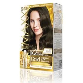 Maxx Deluxe Gold Yoğun Küllü Koyu Kumral 6.11 24K Altın Parçacıklı 2x50 ml Saç Boyası