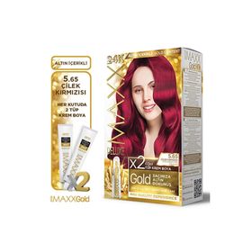 Maxx Deluxe Golden Beauty 24k Altın İçerikli 5.65 Çilek Kırmızısı Saç Boya Seti
