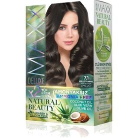 Maxx Deluxe Natural Beauty Amonyaksız 7.1 Küllü Kumral Saç Boyası