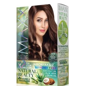 Maxx Deluxe Natural Beauty Amonyaksız 7.7 Karamel Kahve Saç Boyası