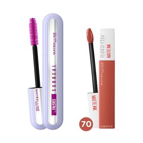 Maybelline Falsies Surreal Maskara + Super Stay Matte Ink 70 Amazonian Likit Mat Ruj