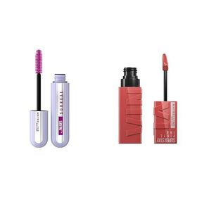 Maybelline Falsies Surreal Maskara + Super Stay Vinyl Ink 15 Peachy Likit Parlak Ruj