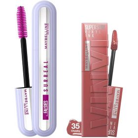 Maybelline Falsies Surreal Maskara + Super Stay Vinyl Ink 35 Cheeky Likit Parlak Ruj