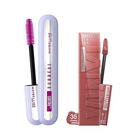 Maybelline Falsies Surreal Maskara + Super Stay Vinyl Ink 35 Cheeky Likit Parlak Ruj