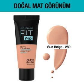 Maybelline Fit Me Matte + Poreless Foundation 250 Sun Beige Mat Fondöten
