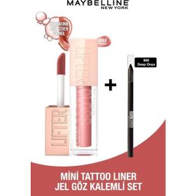 Maybelline Lifter Gloss 003 Moon Dudak Parlatıcısı + Mini Tattoo Liner Jel Göz Kalemi Seti