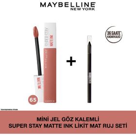 Maybelline Mini Jel Göz Kalemi + Vinyl Ink 65 Seductress Likit Parlak Ruj Seti