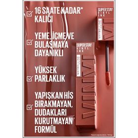 Maybelline New York 110 Super Stay Vinyl Ink Uzun Süre Kalıcı Likit Parlak Ruj