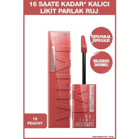 Maybelline New York 15 Peachy Super Stay Vinyl Ink Uzun Süre Kalıcı Şeftali Tonlu Likit Parlak Ruj