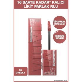 Maybelline New York 35 Cheeky Super Stay Vinyl Ink Uzun Süre Kalıcı Şeftali Tonlu Likit Parlak Ruj
