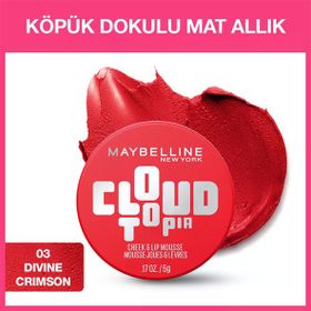 Maybelline New York Cloudtopia 03 Divine Crimson Köpük Dokulu Mat Allık
