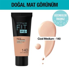 Maybelline New York Fit Me Matte+Poreless 140 Cool Medium Fondöten