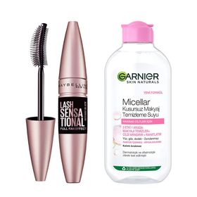 Maybelline New York Garnier Skin Naturals Çift Fazlı Micellar Kusursuz Makyaj Temizleme Suyu 400 ml Lash Sensational Yelpaze Etkili Intense Black Maskara