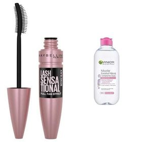 Maybelline New York Garnier Skin Naturals Çift Fazlı Micellar Kusursuz Makyaj Temizleme Suyu 400 ml Lash Sensational Yelpaze Etkili Intense Black Maskara