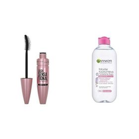 Maybelline New York Garnier Skin Naturals Çift Fazlı Micellar Kusursuz Makyaj Temizleme Suyu 400 ml Lash Sensational Yelpaze Etkili Intense Black Maskara