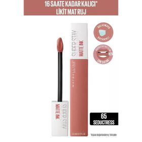 Maybelline New York Lash Sensational Ekstra Siyah Maskara & Superstay Likit Mat Ruj 65 Seductress Makyaj Seti