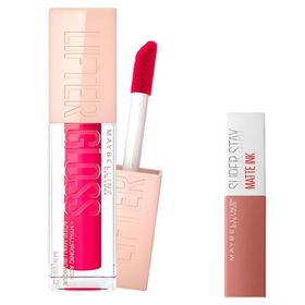 Maybelline New York Lifter Gloss Nemlendirici Dudak Parlatıcısı 24 Bubblegum Mini Super Stay Matte Ink Likit Mat Ruj 65 Seductress Makyaj Seti