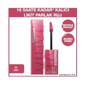 Maybelline New York Super Stay Vinyl Ink 20 Coy Uzun Süre Kalıcı Likit Parlak Ruj