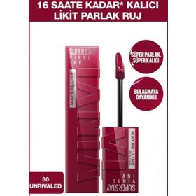 Maybelline New York Super Stay Vinyl Ink Uzun Süre Kalıcı 30 Unrivaled Likit Parlak Ruj