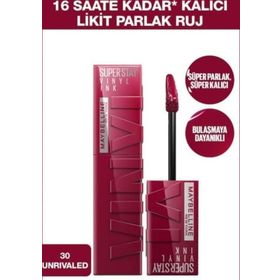 Maybelline New York Super Stay Vinyl Ink Uzun Süre Kalıcı 30 Unrivaled Likit Parlak Ruj