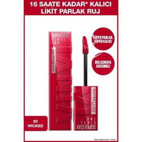 Maybelline New York Super Stay Vinyl Ink Uzun Süre Kalıcı 50 Wicked Likit Parlak Ruj