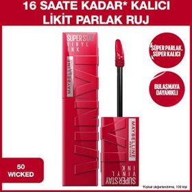 Maybelline New York Super Stay Vinyl Ink Uzun Süre Kalıcı 50 Wicked Likit Parlak Ruj