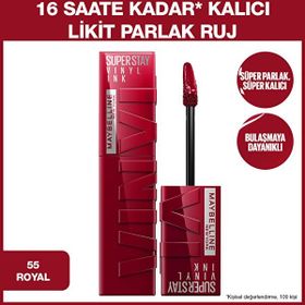 Maybelline New York Super Stay Vinyl Ink Uzun Süre Kalıcı 55 Royal Likit Parlak Ruj