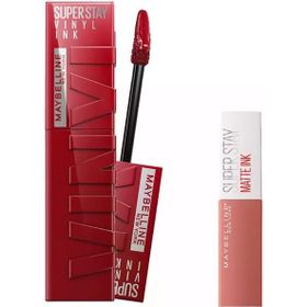 Maybelline Super Stay Vinyl Ink 10 Lippy Likit Parlak Ruj + Mini Super Stay Matte Ink 65 Seductress Likit Mat Ruj