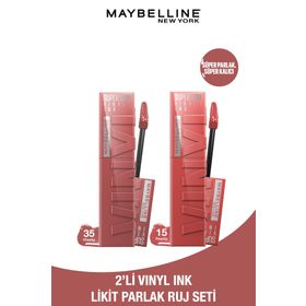 Maybelline Super Stay Vinyl Ink 15 Peachy + 35 Cheeky Likit Parlak Ruj