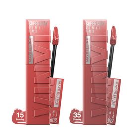 Maybelline Super Stay Vinyl Ink 15 Peachy + 35 Cheeky Likit Parlak Ruj