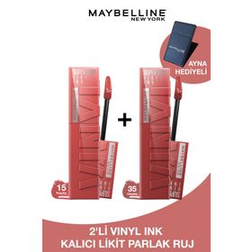 Maybelline Super Stay Vinyl Ink 15 Peachy + 35 Cheeky Likit Parlak Ruj