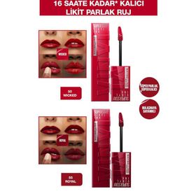 Maybelline Super Stay Vinyl Ink 50 Wicked + 55 Royal Likit Parlak Ruj Seti
