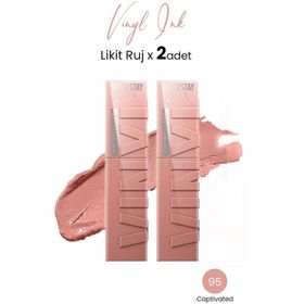 Maybelline Super Stay Vinyl Ink 95 Captivated 2 Adet Likit Parlak Ruj
