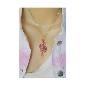 Maycollection Epoksi Rose Yılan Rose Zincir Kolye
