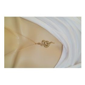 Maycollection Gold Epoksi Yılan Gold Zincir Kolye
