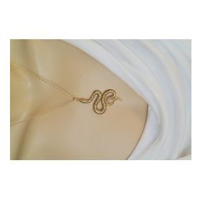 Maycollection Gold Epoksi Yılan Gold Zincir Kolye