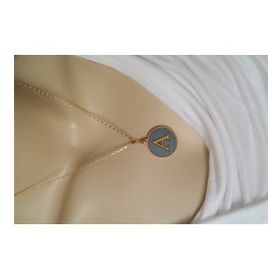 Maycollection Gold Gri Epoksi A Harf Gold Zincir Kolye