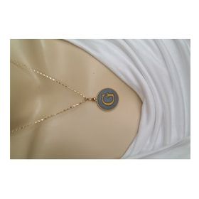 Maycollection Gold Gri Epoksi G Harf Gold Zincir Kolye