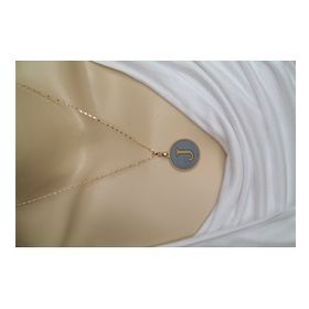 Maycollection Gold Gri Epoksi J Harf Gold Zincir Kolye