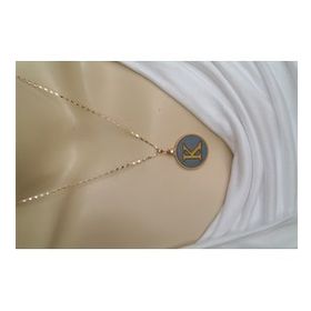 Maycollection Gold Gri Epoksi K Harf Gold Zincir Kolye