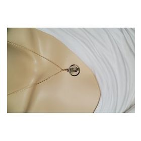 Maycollection Gold Siyah Epoksi Başak Burç Gold Zincir Kolye
