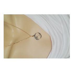 Maycollection Gold Siyah Epoksi Yay Burç Gold Zincir Kolye